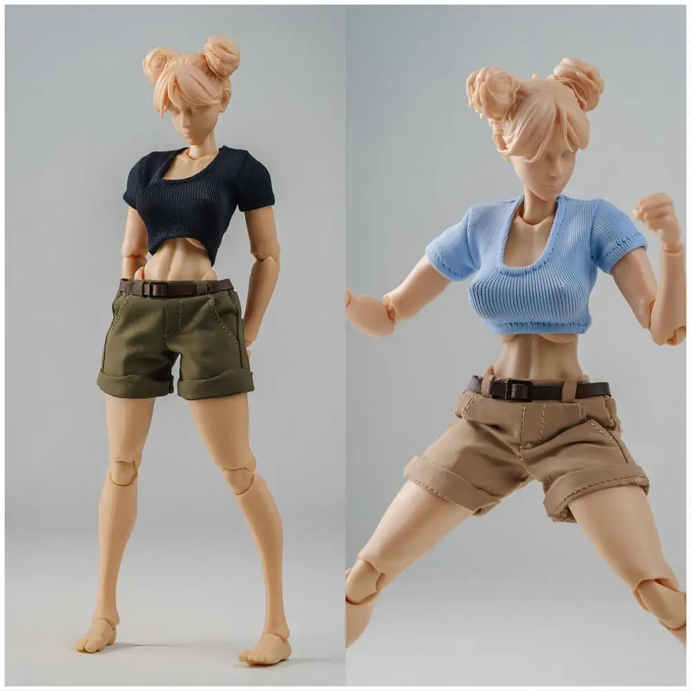 

Clothes Model 1/12 Scale Female Tight Short T-shirt Casual Shorts Fit 6'' Romankey Soldier Action Figure Body Dolls