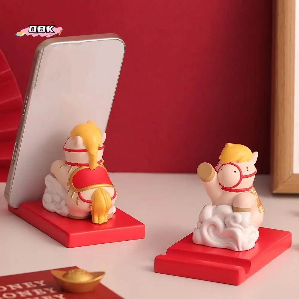 التميمة زودياك الحصان حامل هاتف زخرفة مهرجان ديكور النمط الصيني 2026 الحصان الحلي حامل نابض بالحياة تمثال على شكل حيوان #1