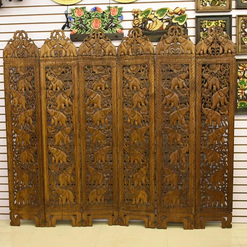 Thailand imports South East Asia household goods, hotel wood creative retro hand-carved elephant screen