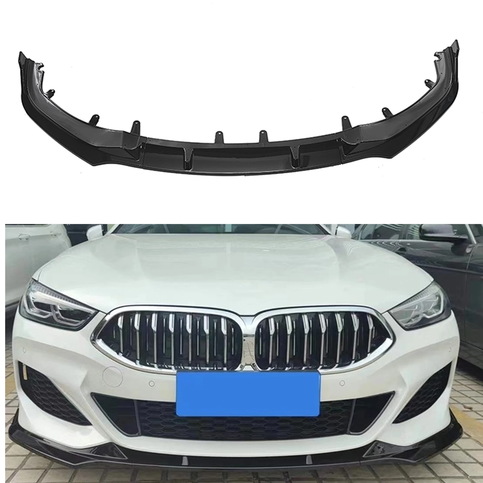 

For BMW 8 Series G14 G15 G16 840i 840d 850i M850i M-Sport 2018-2023 Front Bumper Spoiler Lip Gloss Black Body Splitter Protector