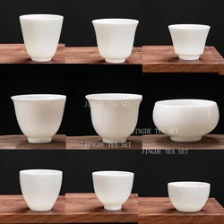 1pcs Customized Dehua Lamb Fat Jade Teacup Chinese Ceramic Single Cups Household White Porcelain Tea Set Portable Master Cup