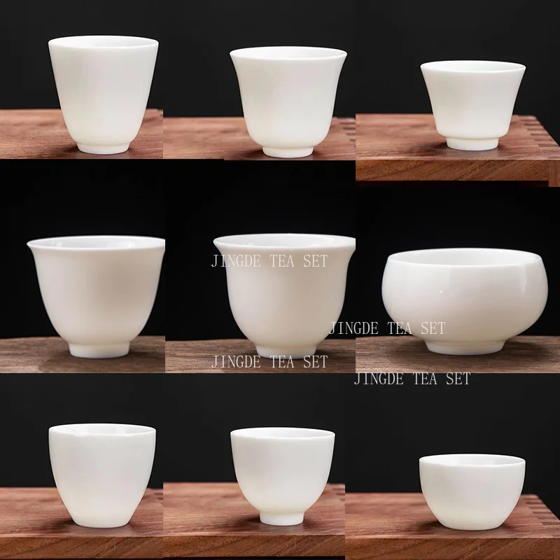1pcs Customized Dehua Lamb Fat Jade Teacup Chinese Ceramic Single Cups Household White Porcelain Tea Set Portable Master Cup
