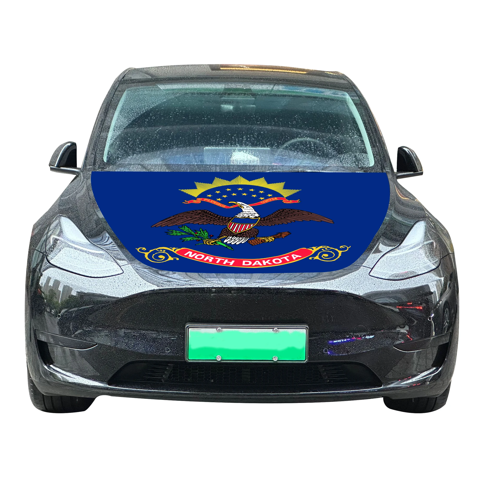 North Dakota Car Hood Cover Flag  Universal Size Elastic Polyester 120x150cm for Car Decor