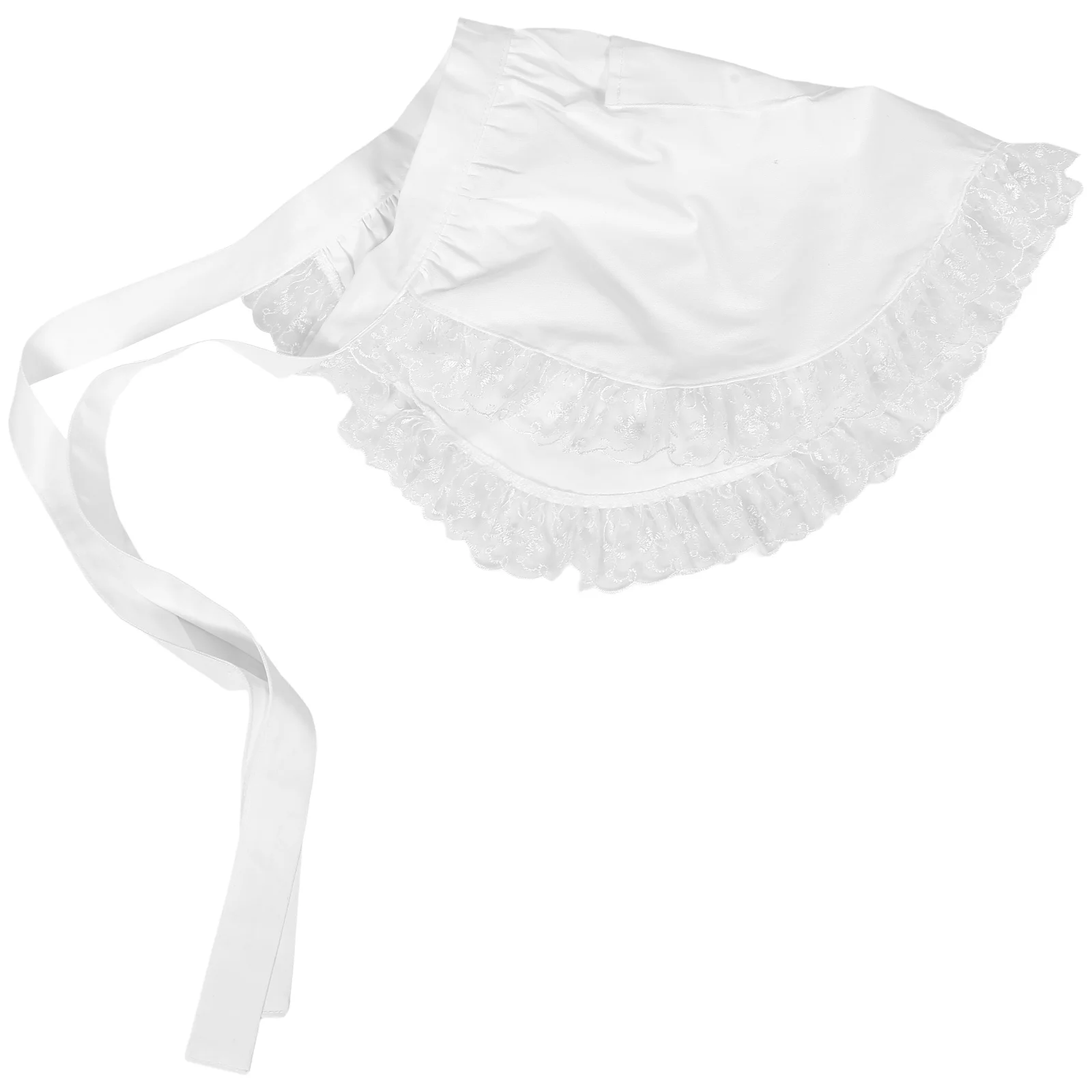 

Lace Apron Cotton Half with Pockets Women White Kitchen Cooking Baking Grilling Cosplay Waitress Server Adjustable