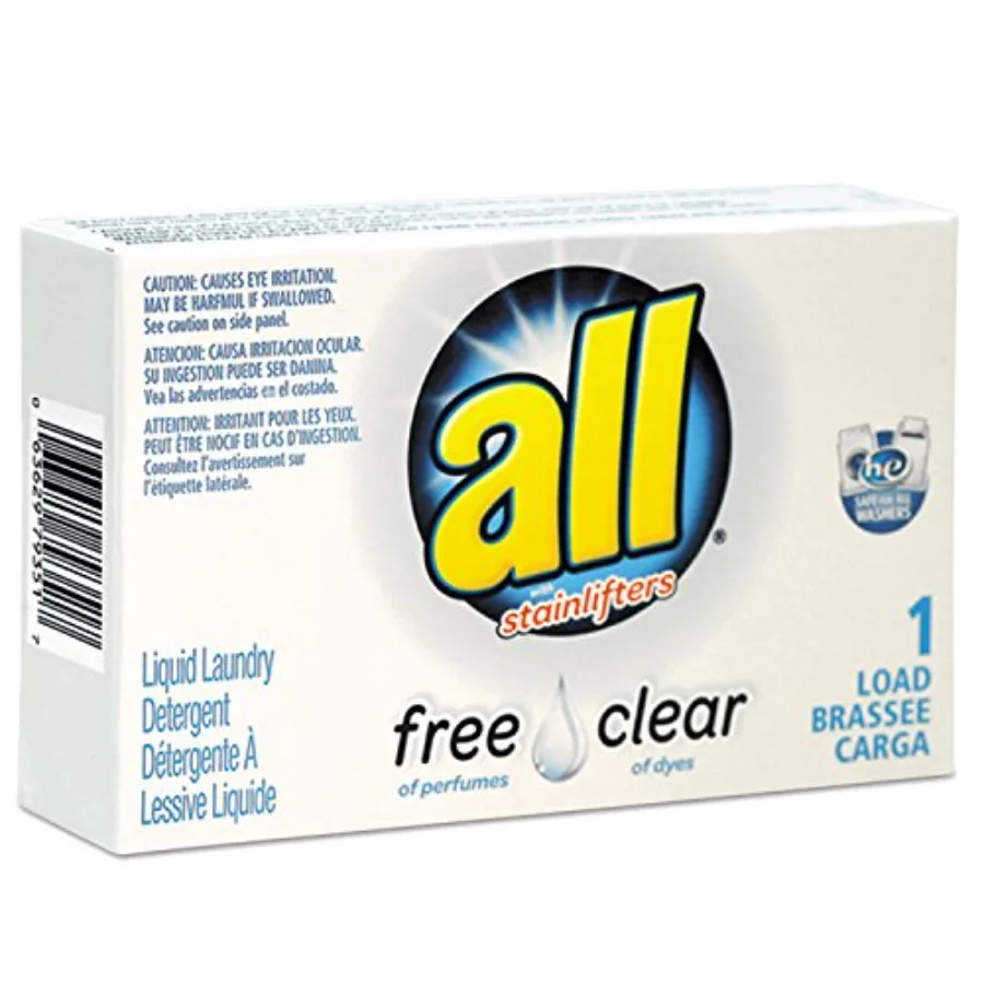 

2979351 Free Clear He Liquid Laundry Detergent, Unscented, 1.6 Oz Vend-Box, 100/Carton Ven2979351