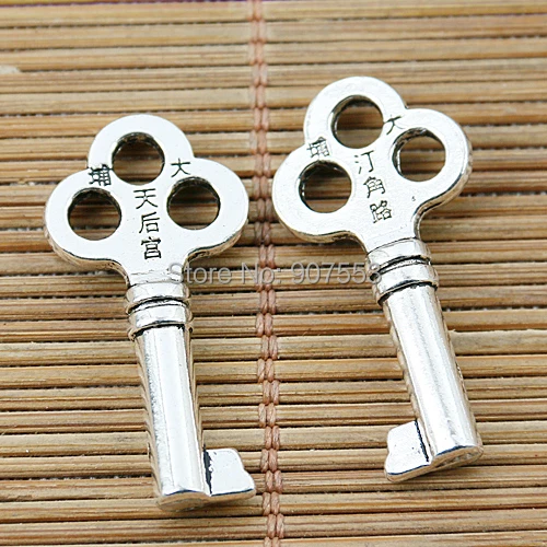 5pcs 30*15mm Tibetan Silver Carved Charactor Key Charms EF1379 Charms for Jewelry Making