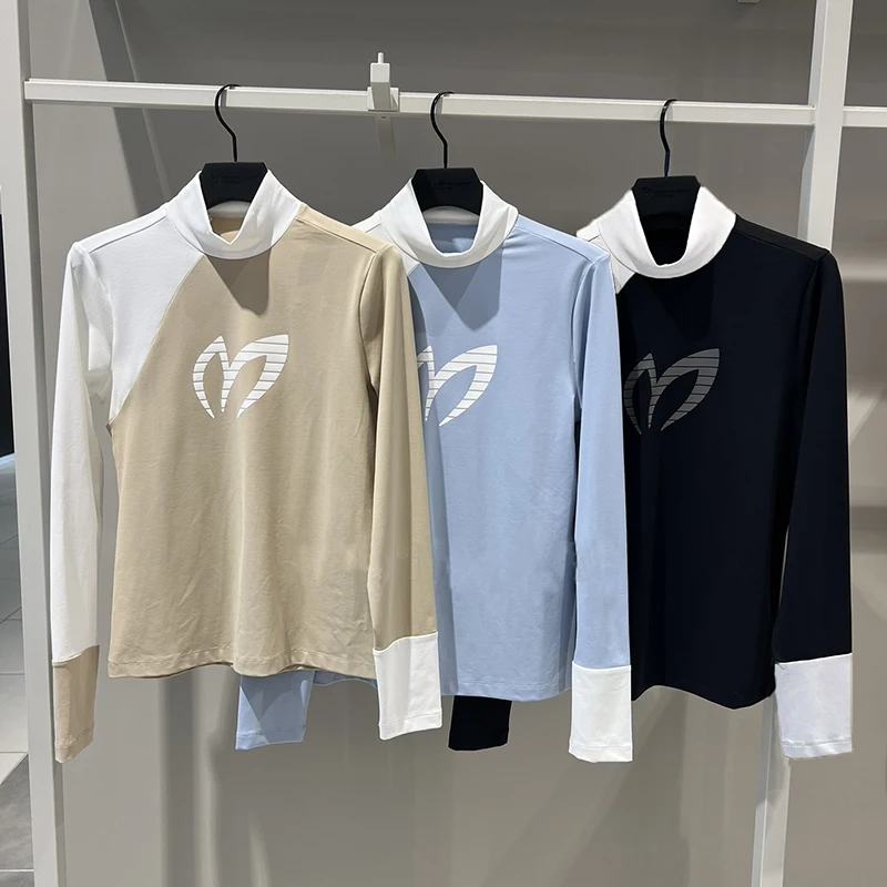 

Fall/Winter Golf Women's Thermal Long-Sleeve T-Shirt Color-Blocked Quick-Dry Breathable Base Layer Stylish Athletic Golf Shirt