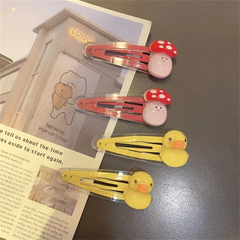 2Pcs Cute Cartoon Hair Clips Transparent Duck Flower BB Clips Bangs Clip Girls Hair Accessories Children Accessories