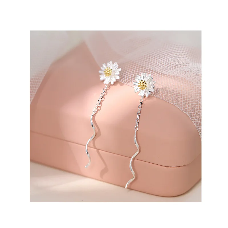 Frühling neue süße Gänseblümchen Blume Ohr stecker für Frauen süße Muschel Emaille versilbert Ohrringe koreanischen Temperament Schmuck – Detail 30