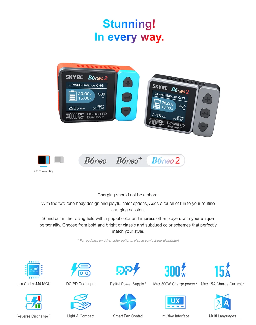 NEUES SKYRC B6neo 2 Smart-Ladegerät Multifunktional 300W PD 80W für LiPo LiFe Lilon LiHV NiMH NiCd Pb Akkus DC-Stromeingang – Detail 3