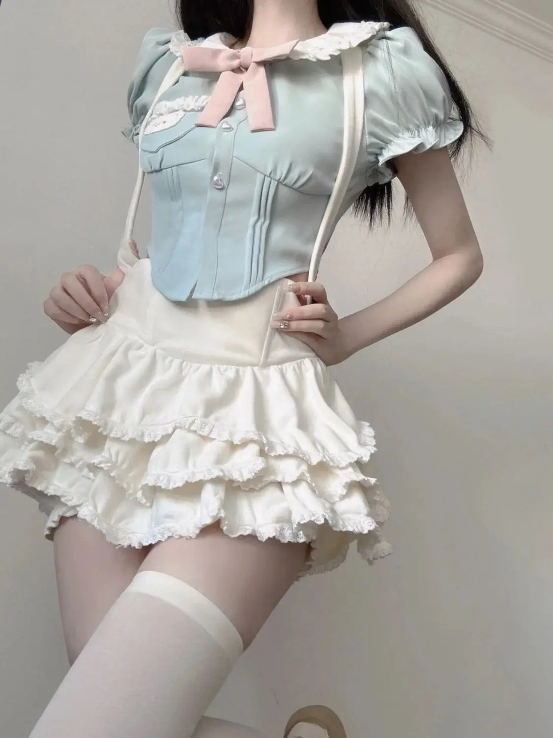 Suit Bow Sweet Two Piece Set Women Kawaii Party Mini Skirt Set Female Korean Fashion Designer Top+Princess Skirt Summer 2023 New