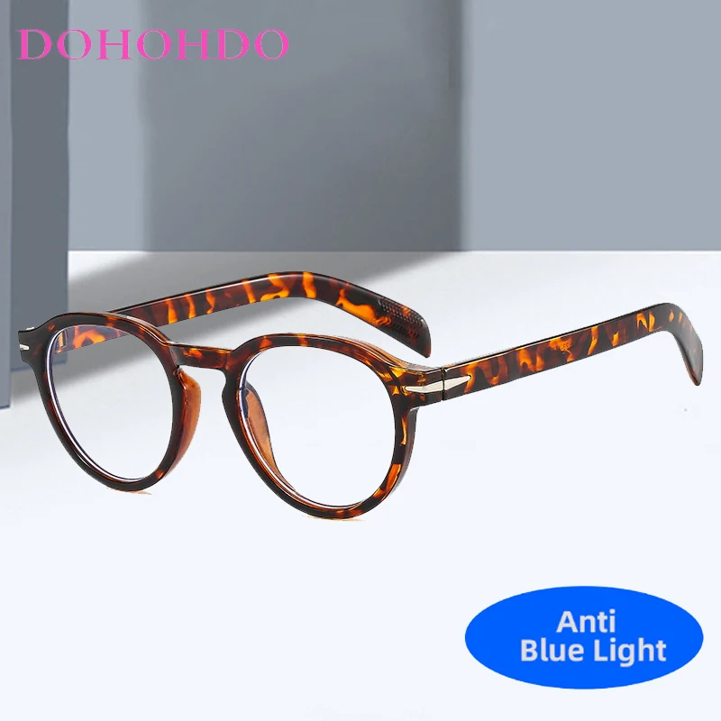 

Trend Rivets Decorate Retro Round Frame Anti-Blue Light Eyewear Women Men Luxury Designer Reading Eye Protection Optical Eyewear