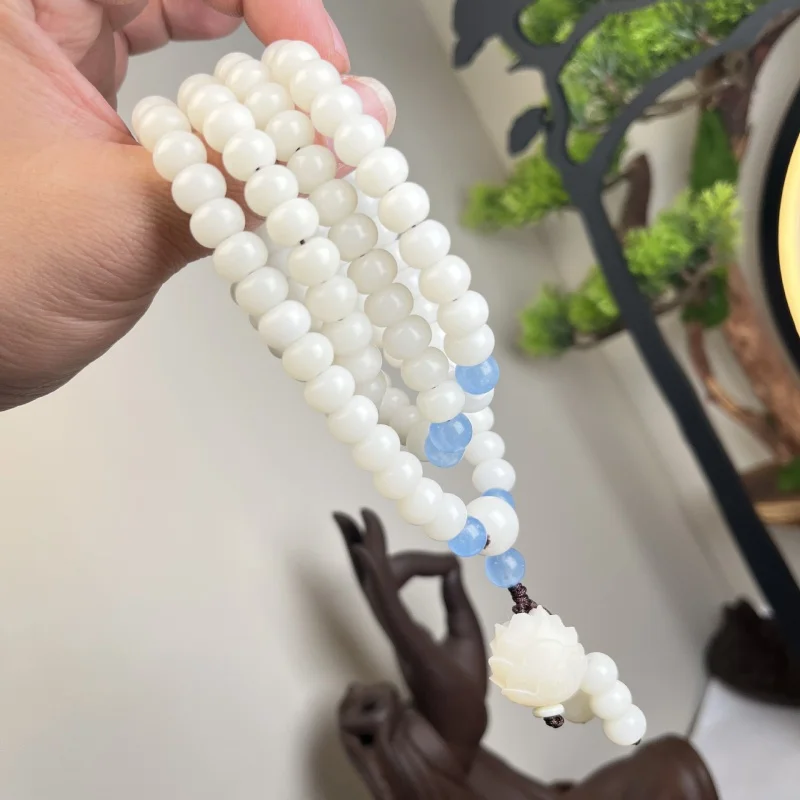 White Jade Bodhi Root 108 Bodhi Seed Buddha Beads Men and Women All-Matching Necklace Bracelet