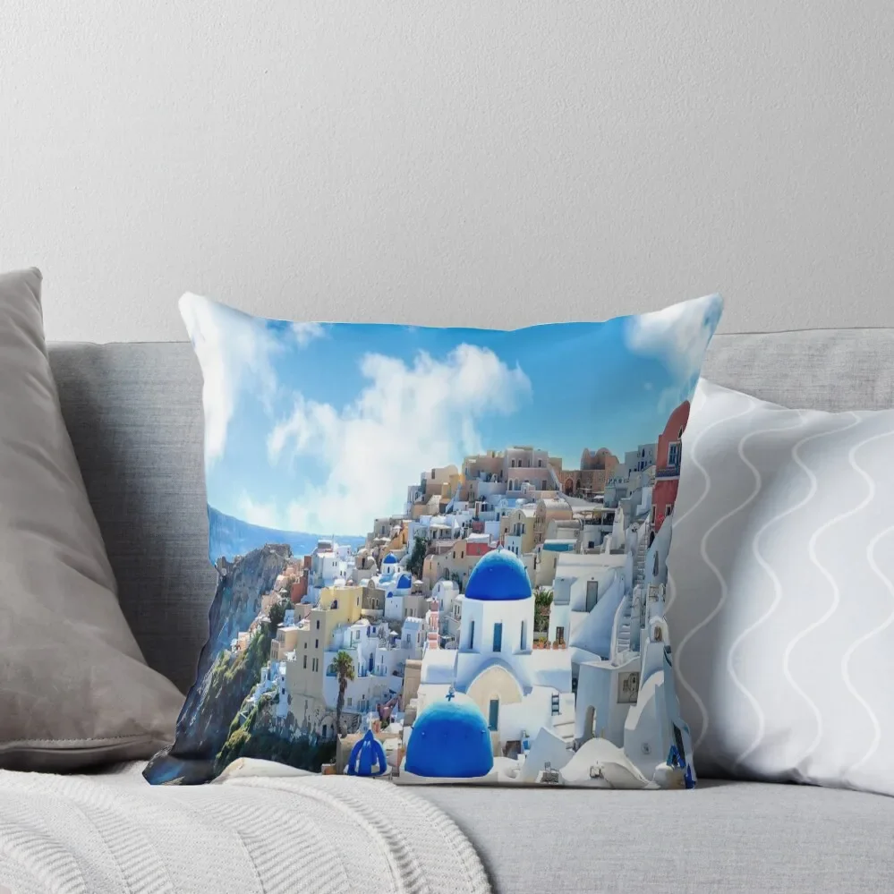 

santorini greece flag Throw Pillow Sofa Cushion Cover Decorative Cushion pillow