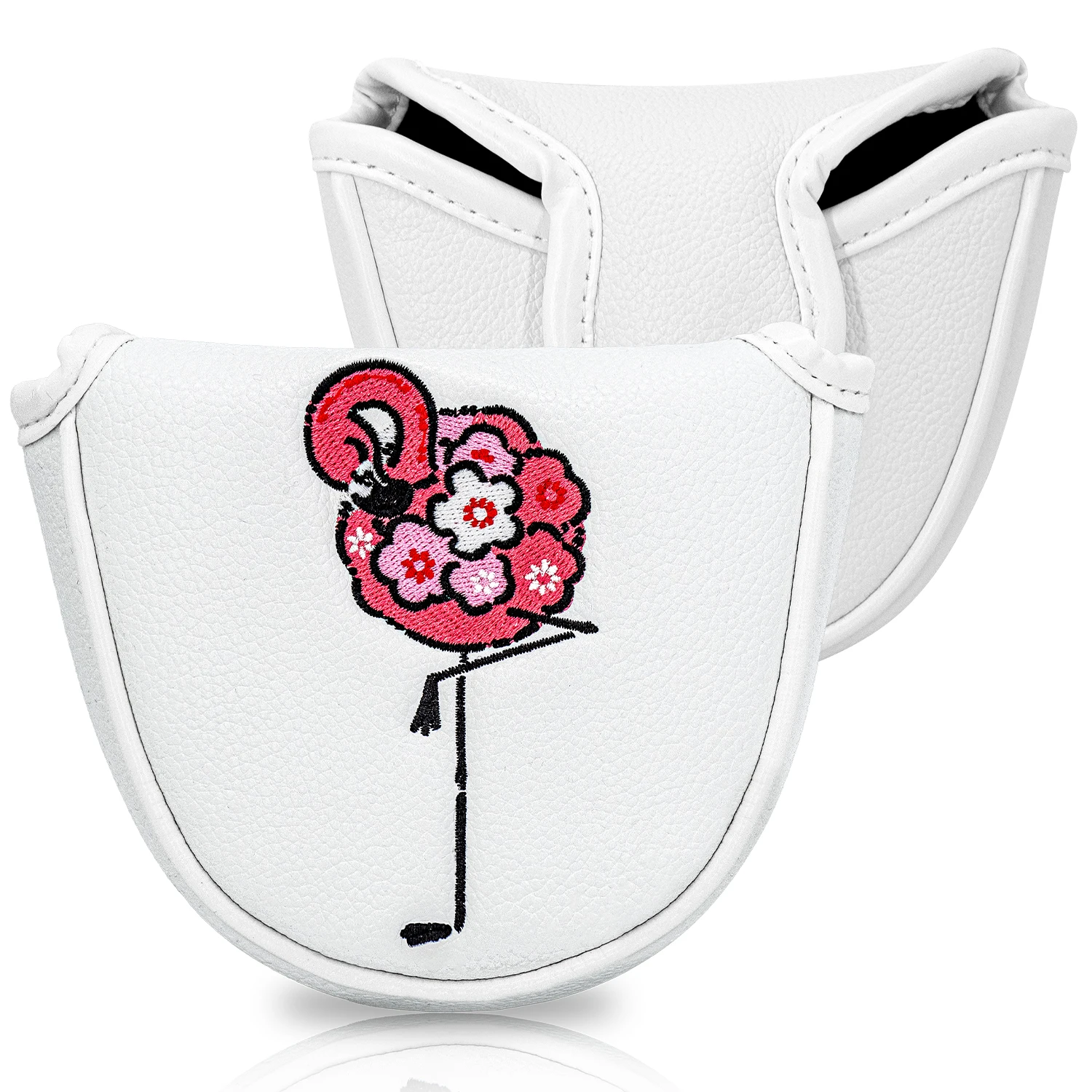 1pc Flamingo Mallet Putter Cover Magnetic Closure Semi-Circle Putter Headcover Golf Club Protective Sleeve Golf Accessories