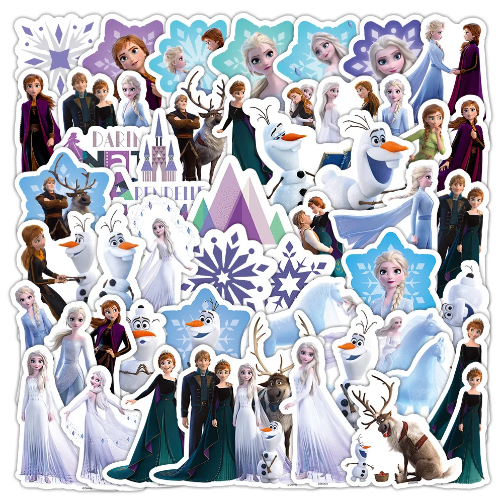 Paquete de 50 pegatinas temáticas de Frozen 2 - Calcomanías mágicas de personajes para manualidades y decoración de equipaje para niños