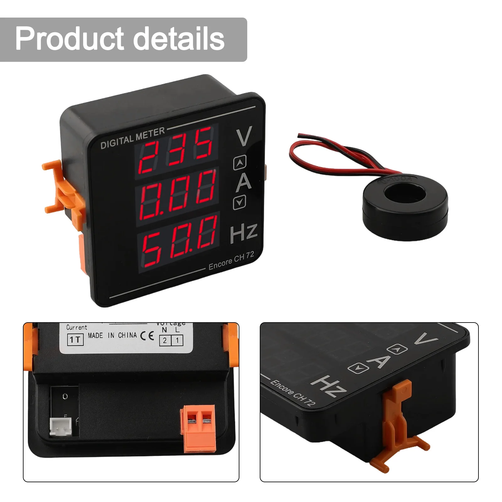 مقياس التيار المتردد الرقمي والتيار المتردد 50 500 فولت 0 120A 10 99 9 هرتز مع محول مدمج للقياسات الدقيقة