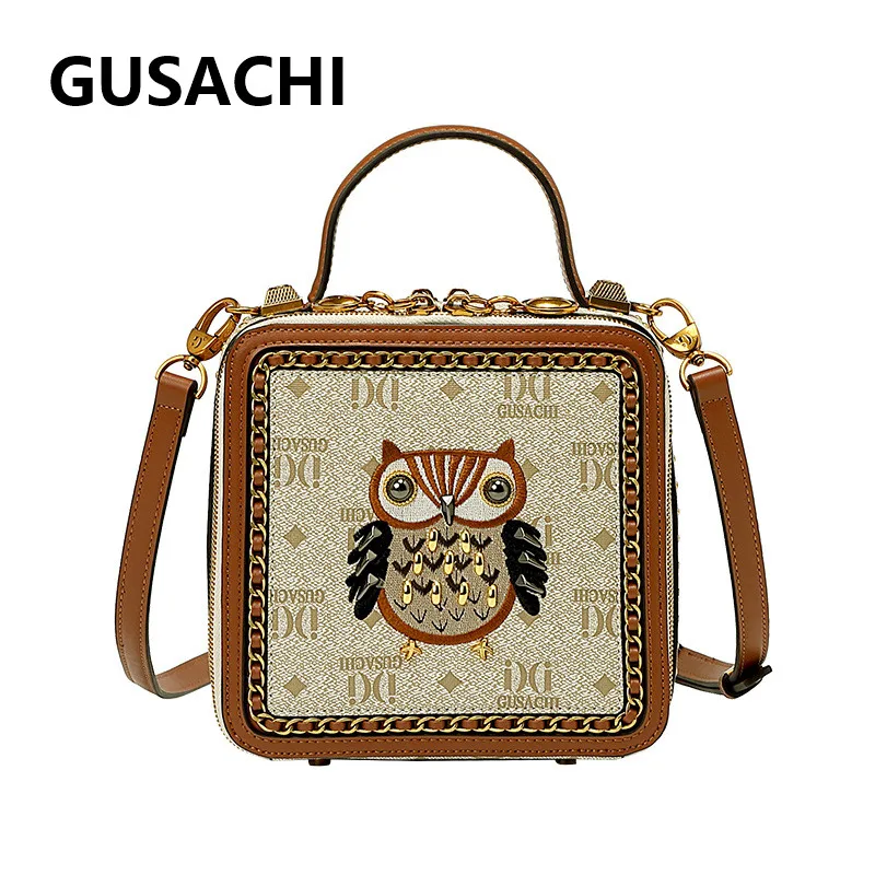 GUSACHI European and American new owl bag, niche, unique, high-end, hand-held crossbody women's bag, box bag