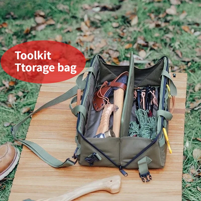 Outdoor Camping Storage Bag Waterproof Wear-Resistant Polyester Nylon Bag with Shoulder Strap for Travel Hiking Tool Kit