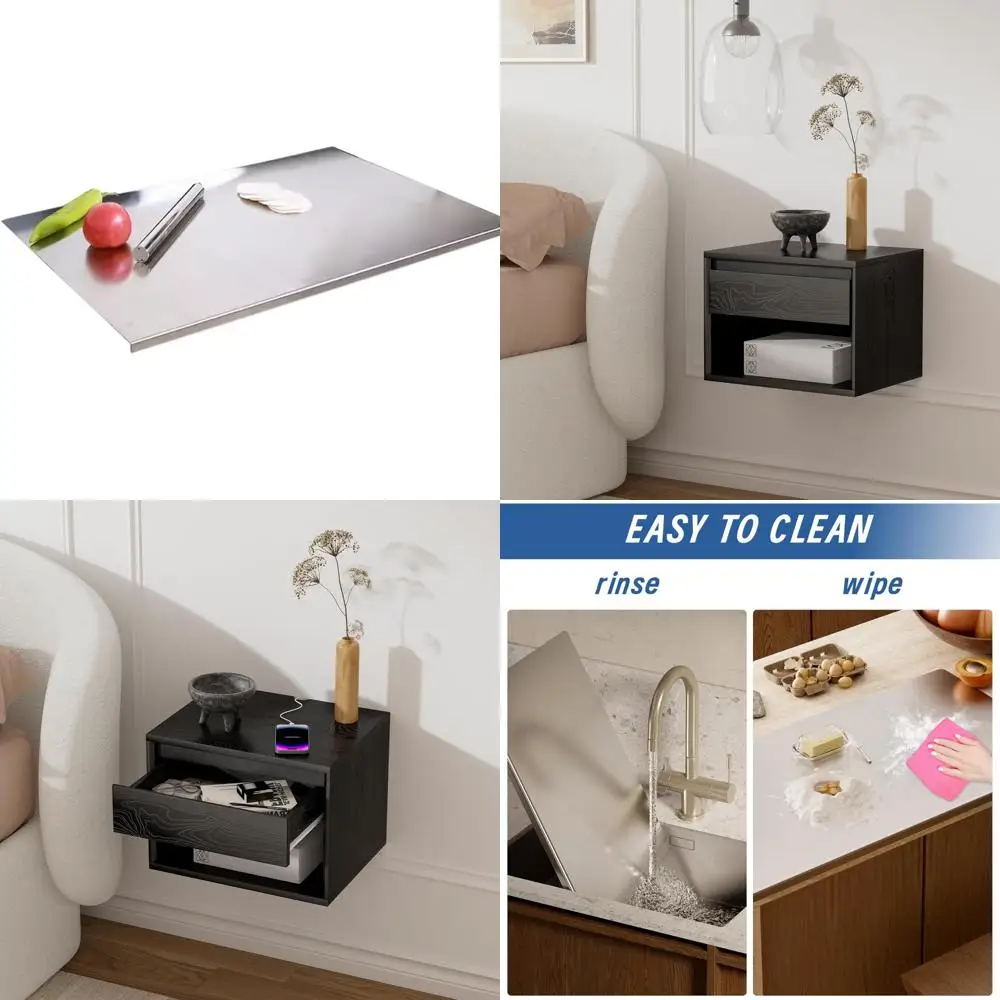 

Stainless Steel Heavy Duty Chopping Board with Rolling Pin and Non-Slip Mat for Large Cutting 35.4 x 19.7