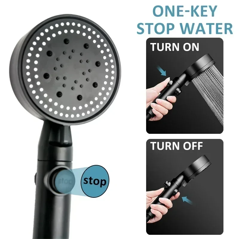 High Pressure Shower Head 5 Mode Handheld Adjustable Large Water Yield Shower Nozzle Massage Shower Bathroom Accessories