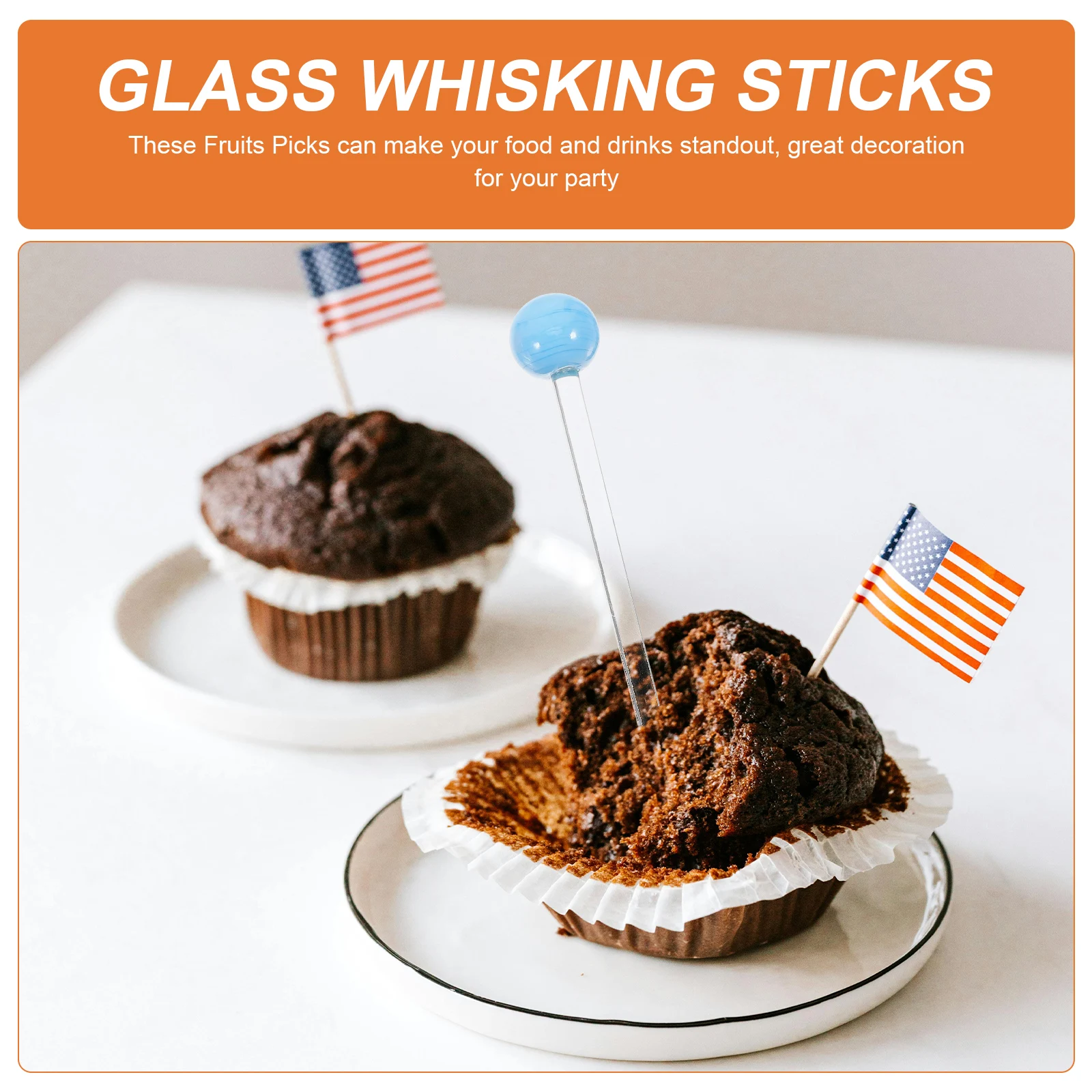 

5Pcs Glass Fruit Picks Colorful Ball Cocktail Picks Swizzle Sticks for Parties and Everyday Use Glass Cocktail Sticks