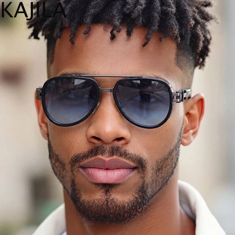 Oversized Square Polarized Sunglasses Men 2026 Luxury Brand Oval Metal Frame Steampunk Sun Glasses For Male Night Vision Eyewear