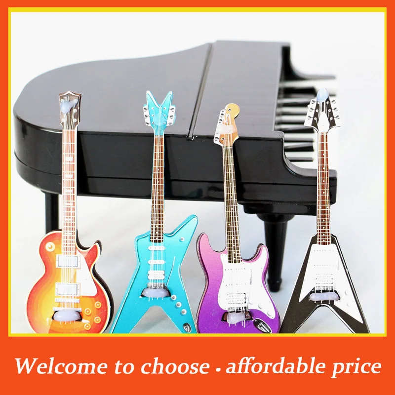 

*1pc new plastic 3.2cm x 8.6cm 1/12 Dollhouse Guitar Toys Dollhouse Musical Instrument Model Dolls House Decoration Accessories