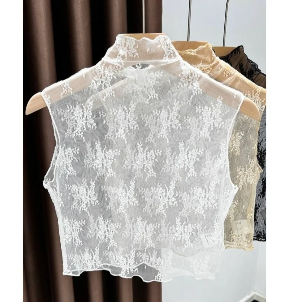 Fashion Lace Floral Fake Collar Detachable Gauzy False Collar White Black Slim Blouse Shirt Removable Collar Women