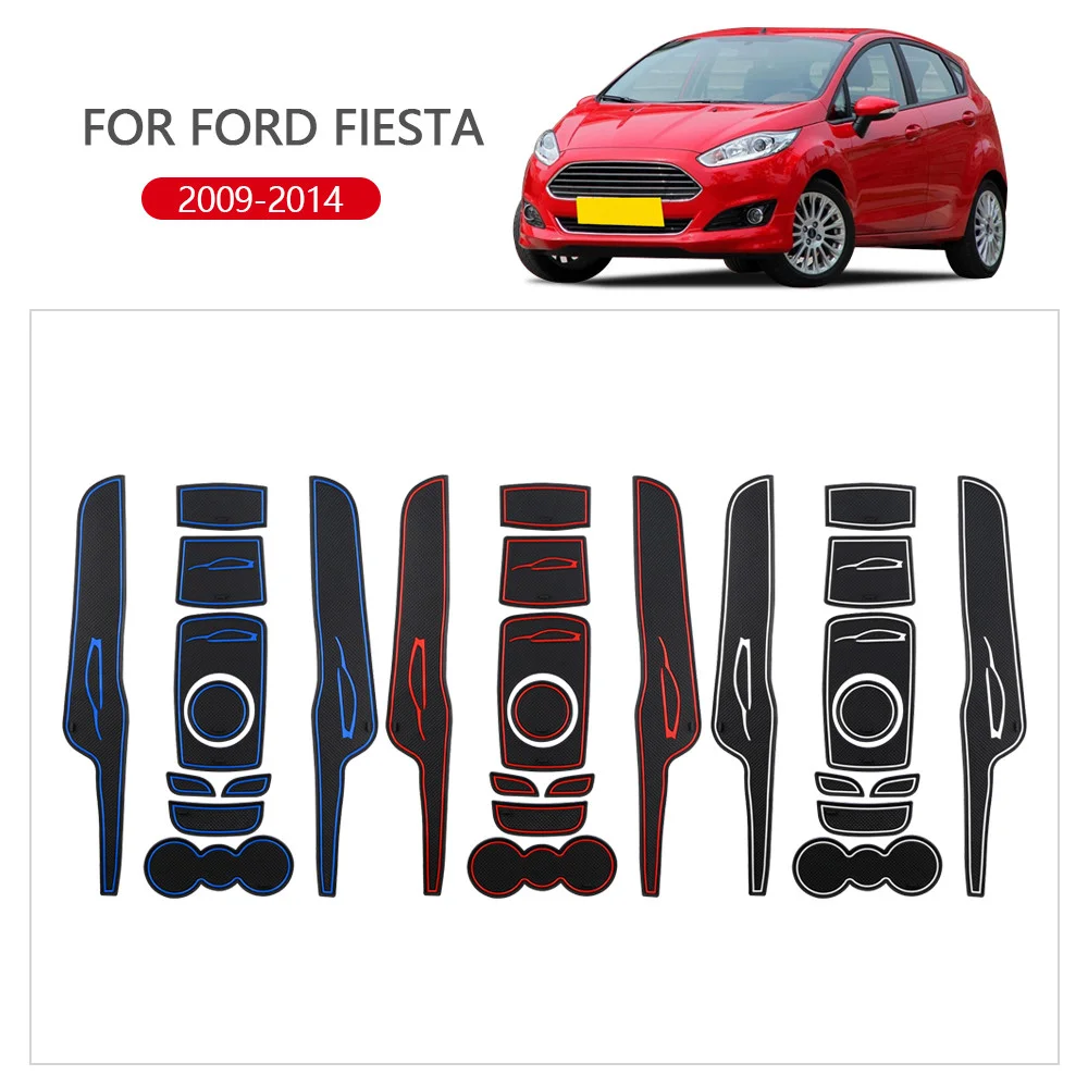 Rubber Door Groove Mat for Ford Fiesta MK7 2009-2015 Cup Cushion Gate Slot Coaster Inner Dust-proof Sticke Pad Auto Acc.