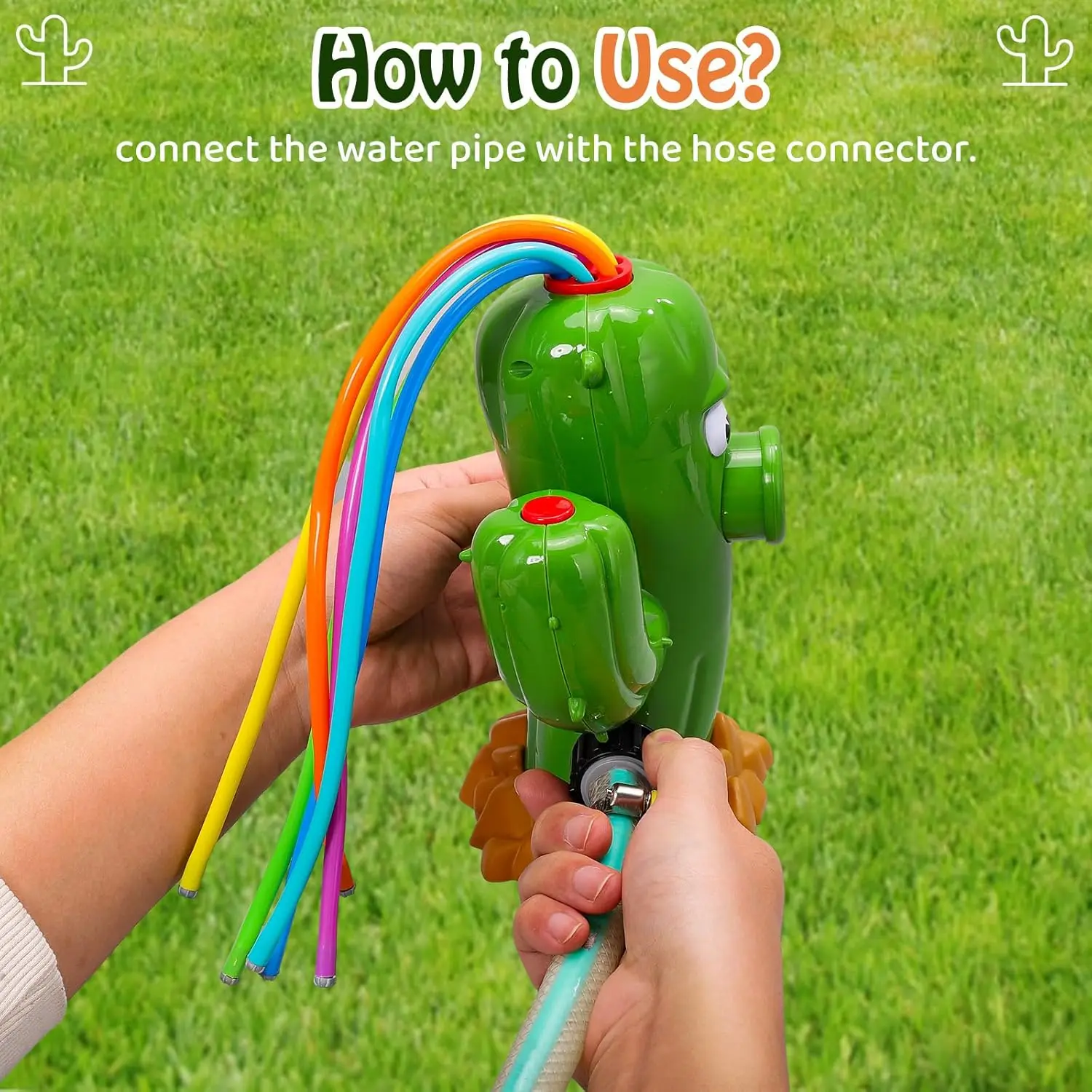 Cactus Sprinkler Outdoor Water Spray Toy Backyard Garden Water Toys Summer Yard Cartoon Splash Sprinkler Baby Bath Toy for Kids