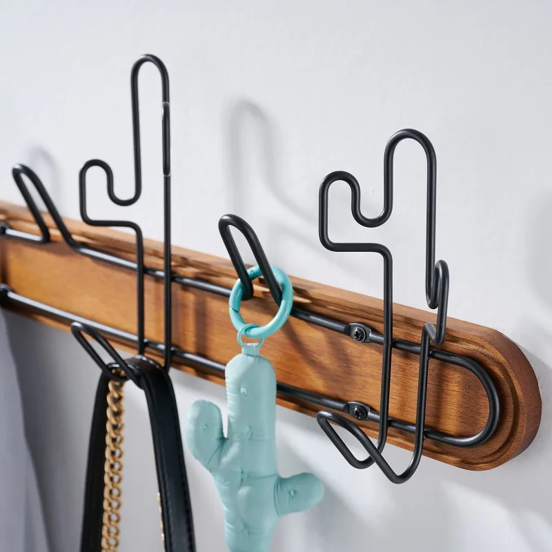 High Quality Rust Free Multifunctional Wall Hanger Storage Wooden Coat Hook Hanger Bracket