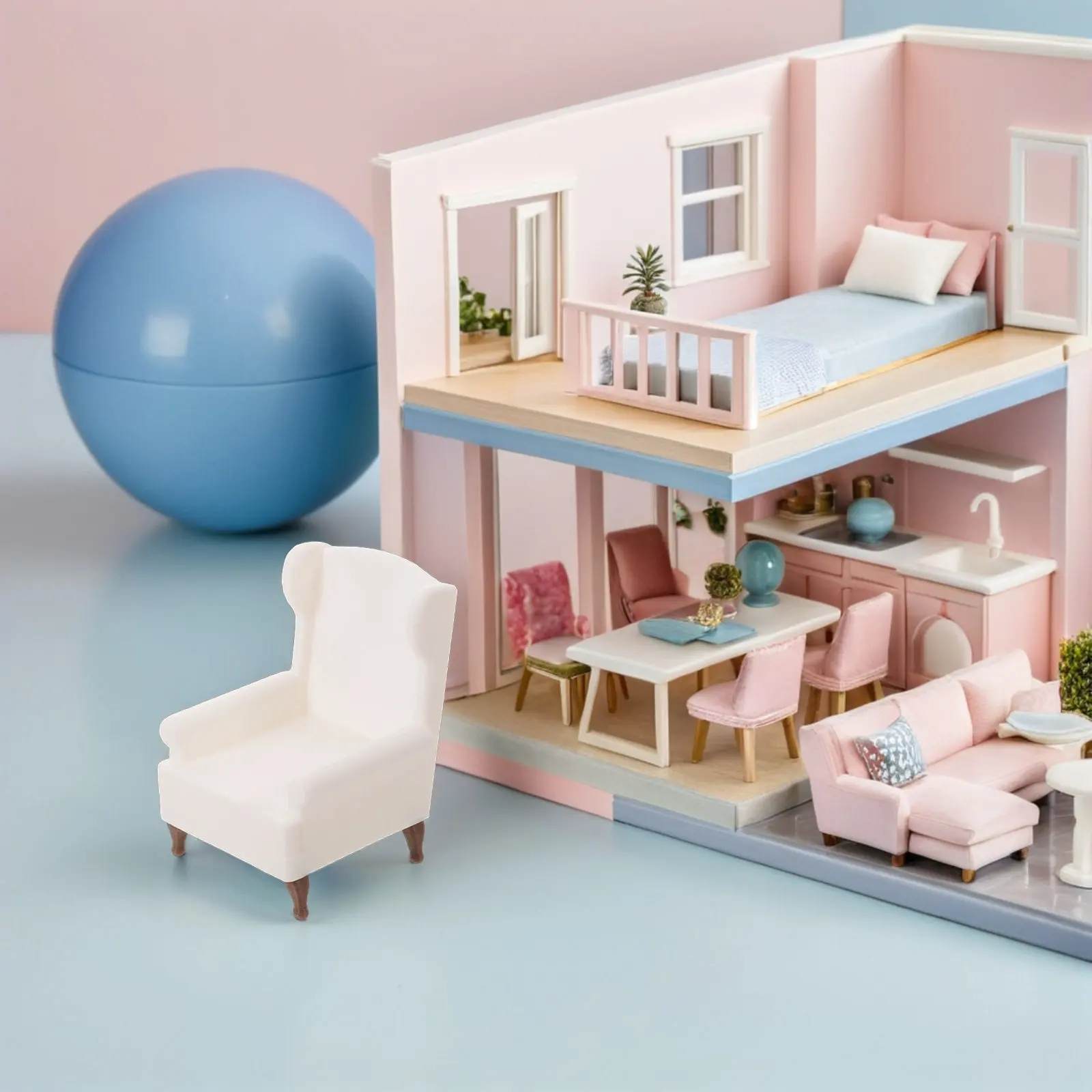 

Miniature White Sofa Dollhouse Couch High Simulation Armchair Living Room Furniture Decoration Micro Scene Mini Furniture Prop