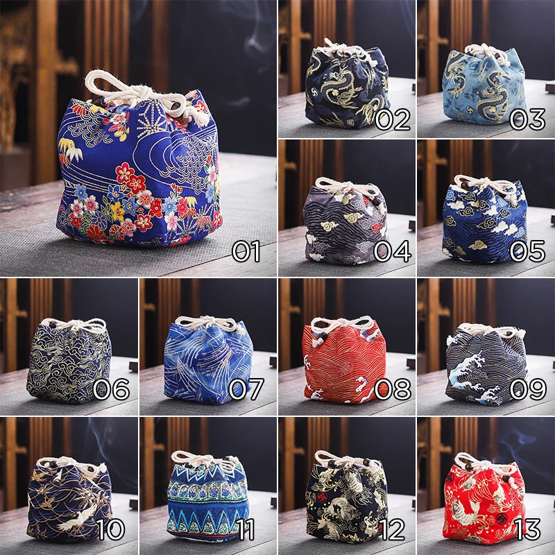 Multi-usage Travel Teaware Storage Bag Cotton Teacup Antique Bracelets Jewelry Protective Cover Japanese Lunch Gift Decor Bag