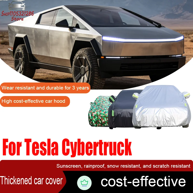

Full Car Cover For Tesla Cybertruck Outdoor Use - Waterproof Snowproof Sunshade, Winter & Summer Auto Protection Accessories
