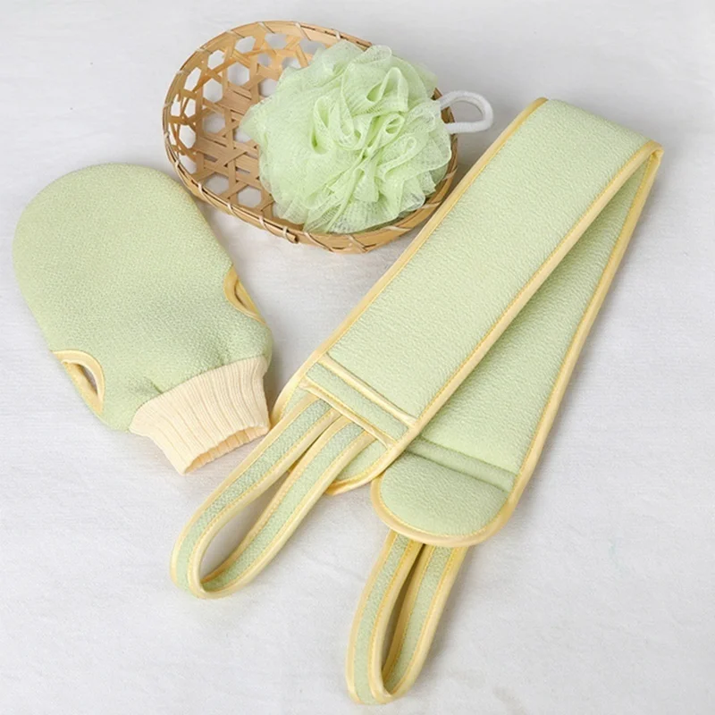 Home Bathroom Shower Ball Back Scrubber Set Scrubbing Towel Body Cleaning Washcloth Soft Brush Exfoliating Towel Bath Gloves