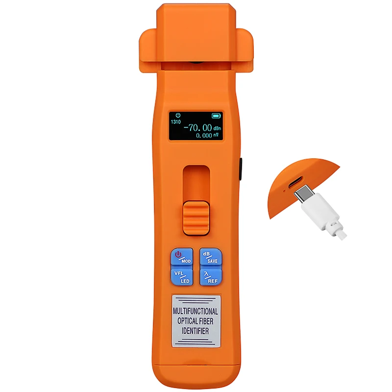 COMPTYCO MINI Charging Type Live Detector Identifier OFI+OPM+30mw VFL+LED 4in1 Fiber Tester SM MM orange Optic Fiber Identifier