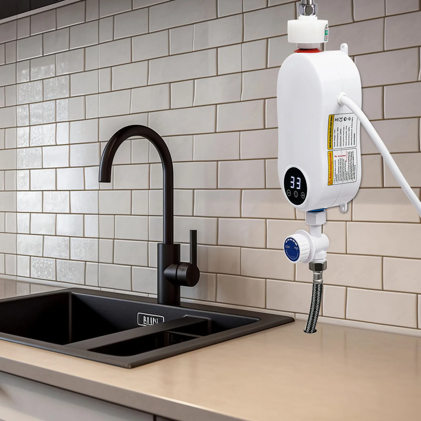 

3500 Вт безрезервуарный мини-нагреватель горячей воды под раковиной 110 В термостатическая система отопления для стирки с цифровым дисплеем для домашней кухни