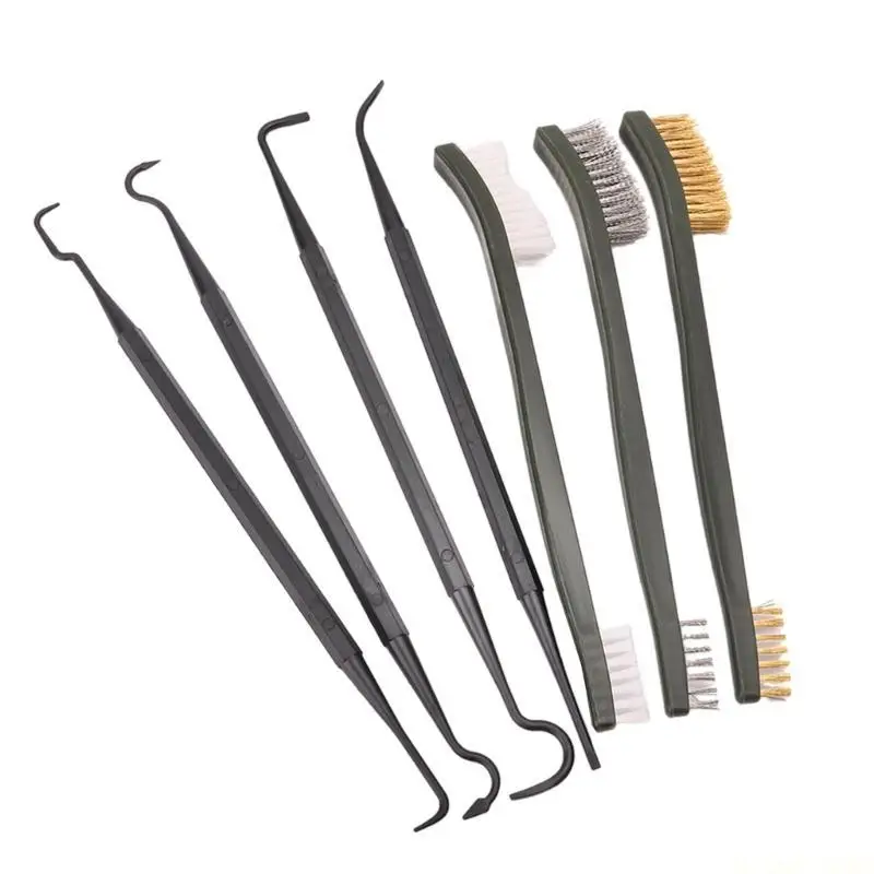 M5TC 7pcs Universal Cleaning 3pcs Steel Wire Brush 4pcs Nylon Pickaxe Set