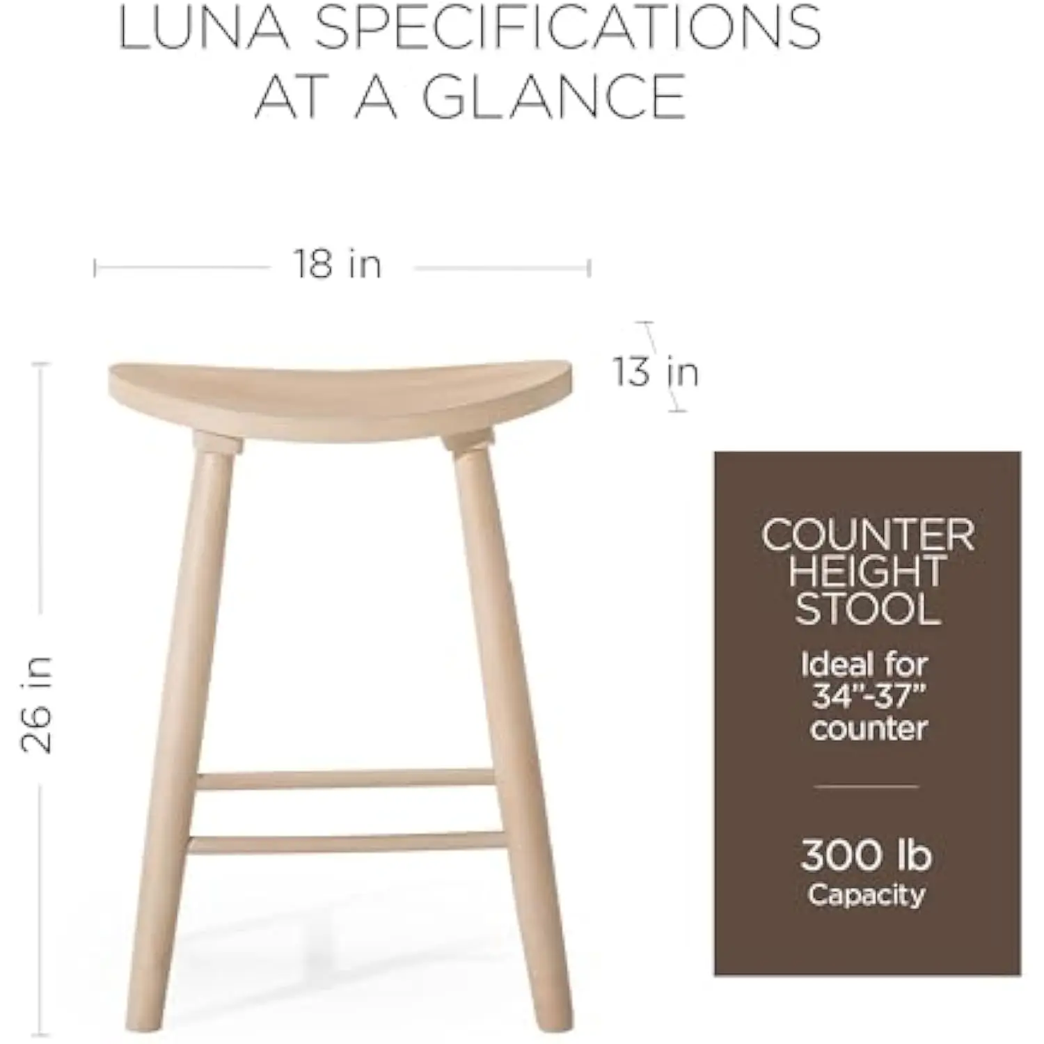 Kitchen Bar Stool, Modern Farmhouse Wood Counter Barstool, Kitchen Island Counterstool, Counter Height Bar Stools for Kitchen,