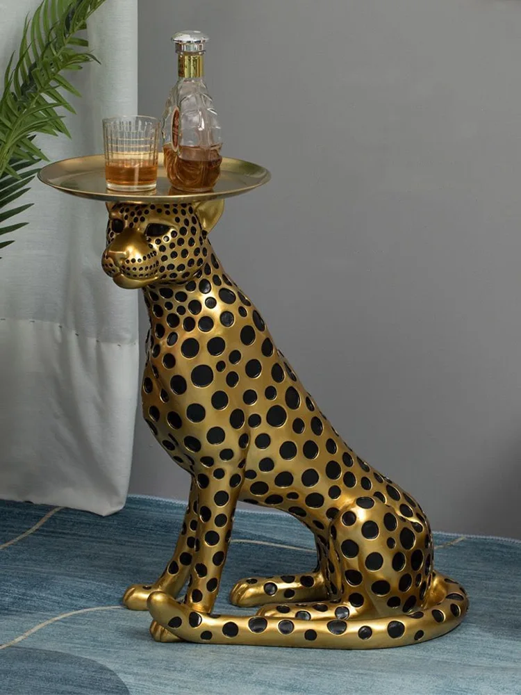 Large Floor Money Leopard Sculptures, Living Room Decorations Home Decor Porch Tray Decorative Statues Housewarming Gifts