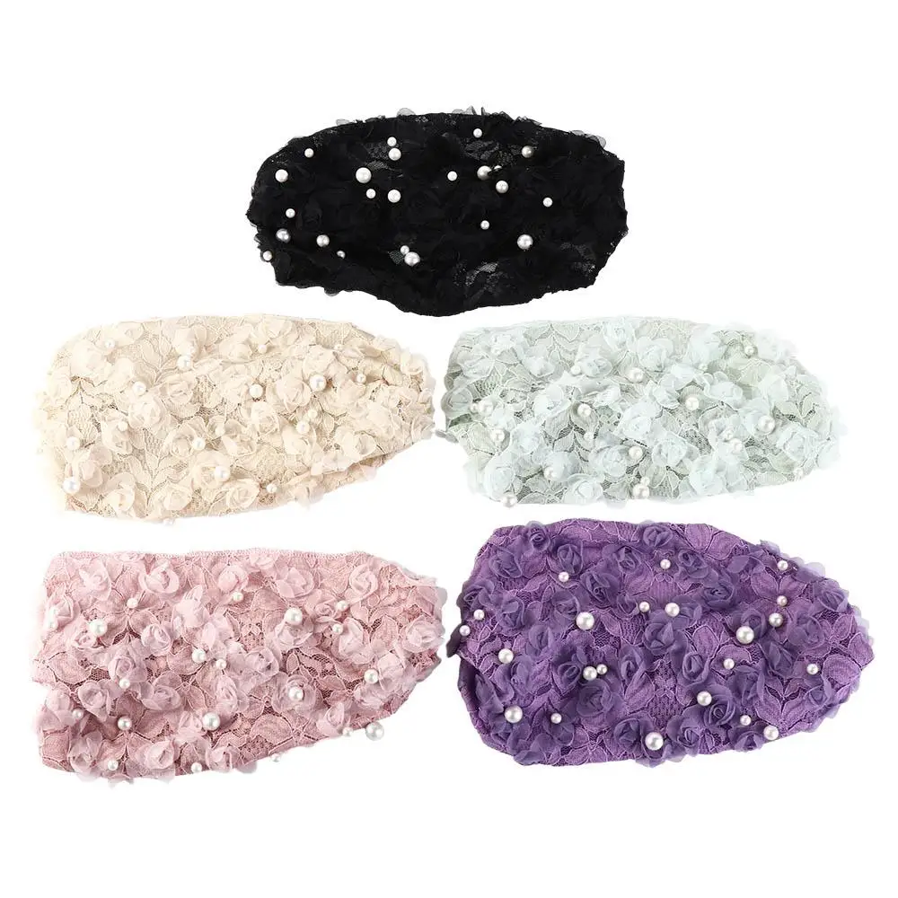 Sweet Vintage For Girls Pearl Wash Face Non Slip Flower Korean Head Wrap Women Hairbands Lace Headband