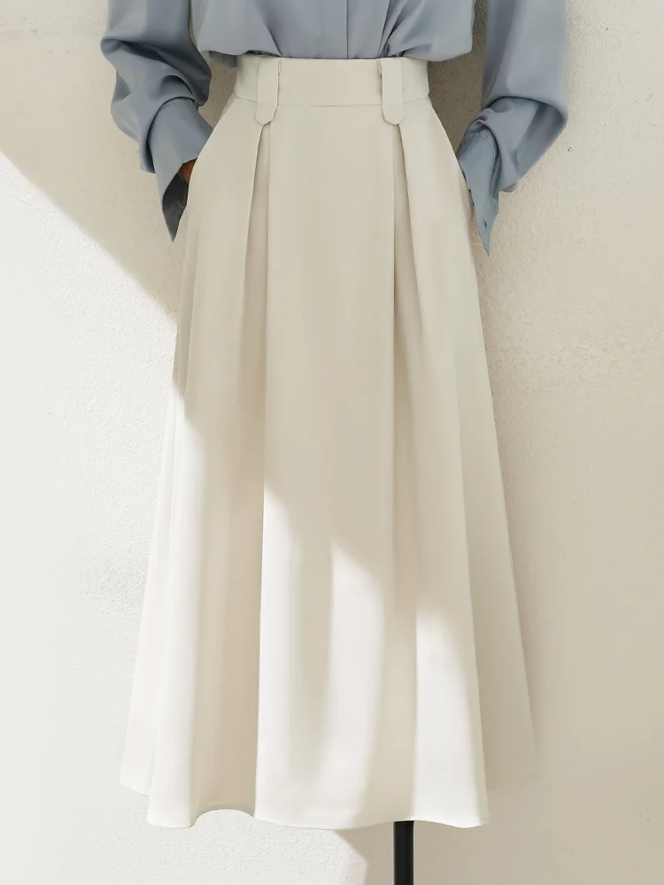 تنورة نسائية متوسطة الطول بخصر مرتفع بتصميم A-Line، تنورة مروحية جديدة لفصلي الربيع والخريف، تنورة نصف طول بتصميم رجعي واسع م...