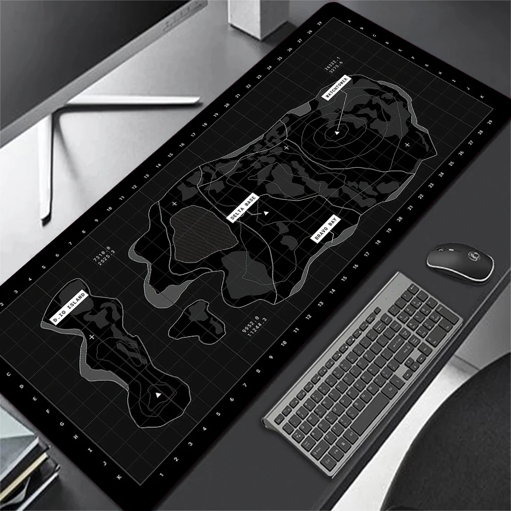 

Black Mouse Pad Gamer Topographic Map Gaming Accessories Office Large Desk Mat Keyboard Pad for Computer Mouse Cushion Mattress