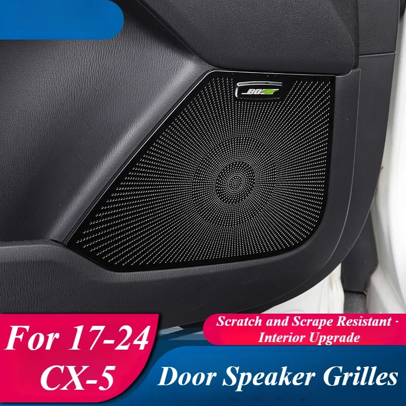 Car Door Sound Horn Cover Anti-kick Interior Modification Acoustics Decoration Speaker Accessories Trim for Mazda CX-5 2017-2024