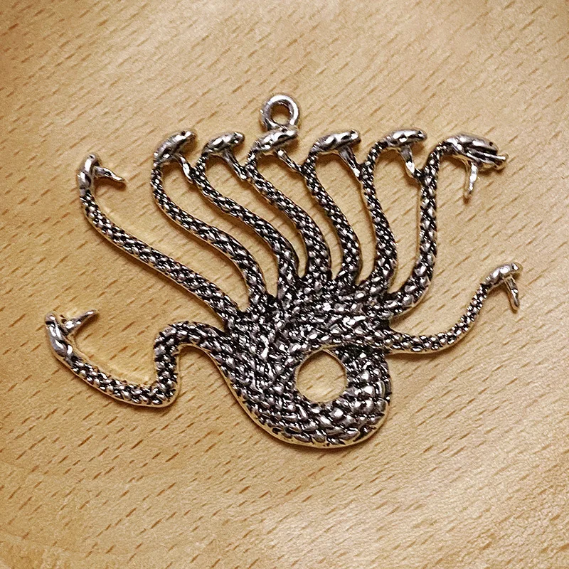 

5Pcs Punk Ancient Silver Hydra Charms Alloy Pendent For Phone Bags Keychains Earrings DIY Crafts Jewelry Make