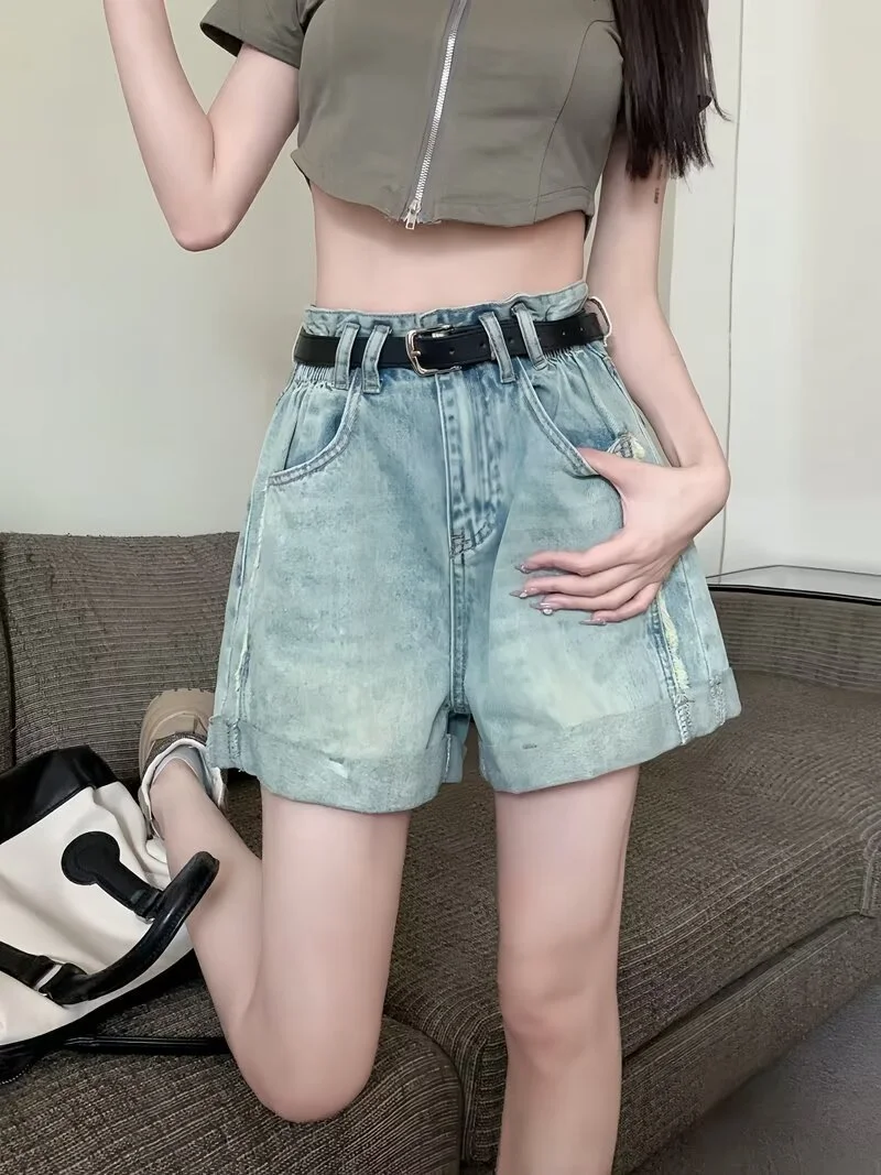 Fashionable and versatile high waisted jeans for women's summer 2025 new style women's clothing temperament Hong Kong style loos