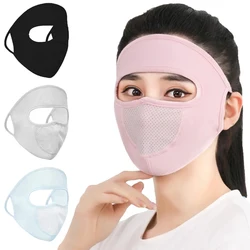 Sunscreen Full Face Mask Ice Silk Sun Protective Scarf Outdoor Sports Anti-Uv Thin Breathable Mask Summer Women Girl Face Cover