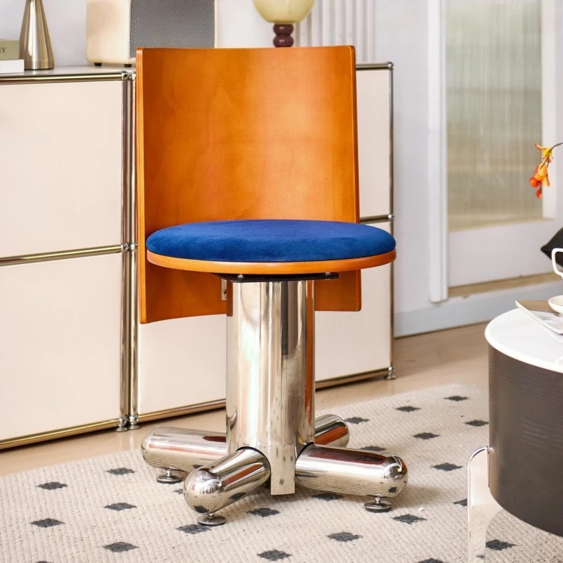 Stainless steel retro dining chair small apartment leisure chair home office chair