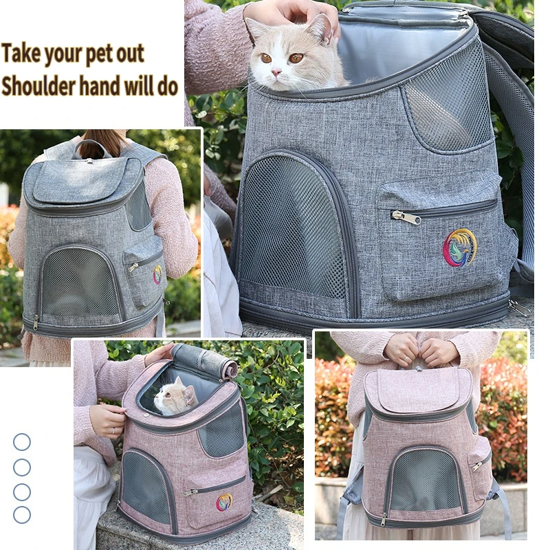 Folding breathable travel leisure large space pet backpack cat space transparent pet bag wear resistant durable with inner mat